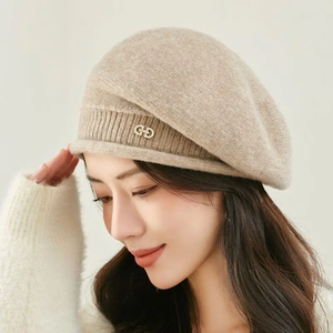 Bonnet en tricot d'hiver pour femmes - Chapeau en laine chaud et ample pour personnes âgées, confortable, extensible, doux, décontracté, tendance, couleur unie - Product Image 4