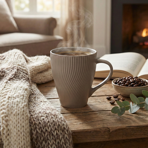 Nouvel ensemble de tasses à café en porcelaine fine gris cendré au design minimaliste, compatibles lave-vaisselle et micro-ondes, pour cadeaux de tasses en céramique personnalisées - Product Image 1