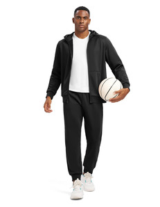 Pantalons de survêtement à capuche pour hommes Ensemble 2 pièces 100% coton Ensembles de jogging avec logo personnalisé pour l'échauffement du sport Survêtements pour hommes Costumes de survêtement unisexes - Product Image 3