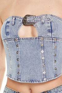 Vente en gros au prix de 2025 découpe Denim Tube Top respirant durable grande taille femmes Denim Jeans Tube Top OEM service personnalisé - Product Image 2