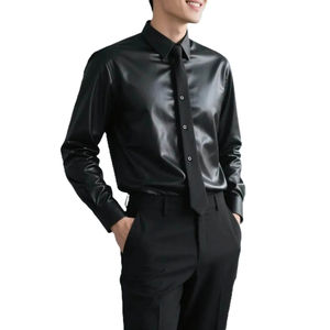 Camisas Casuales de Manga Larga para Hombre, de Primera Calidad, Elegantes, 100% Cuero, Ecológicas, Resistentes al Viento, con Cuello Camisero Personalizado - Product Image 4