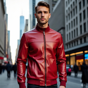 เสื้อแจ็กเก็ตหนังมอเตอร์ไซด์ของผู้ชายเสื้อแจ็คเก็ตหนัง PU ทรงสลิมฟิตสำหรับผู้ชาย - Product Image 2