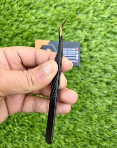 Pince à épiler d'extension de cils en acier inoxydable japonais de haute qualité noir or diamant poignée en gros cils pointus durables - Product Image 5