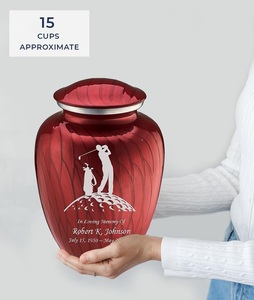 Pearl Candy Red Embrace Urnas de cremación de golf personalizadas para adultos para cenizas humanas Urna funeraria grande Hombres y mujeres Urnas de tamaño personalizado - Product Image 3