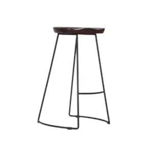 Beli kursi kayu Barstool kandang kualitas Premium dengan bingkai logam kursi Bar desain modis untuk penggunaan dekorasi Bar