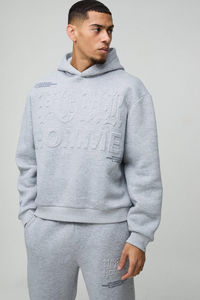 OEM Custom Cropped <b>Hoodie</b> Bootcut Sweatpants Set Oversized Boxy Design Graffiti Screen Printing <b>Grey</b> Hooded Tracksuit for Winter - Product Image 4