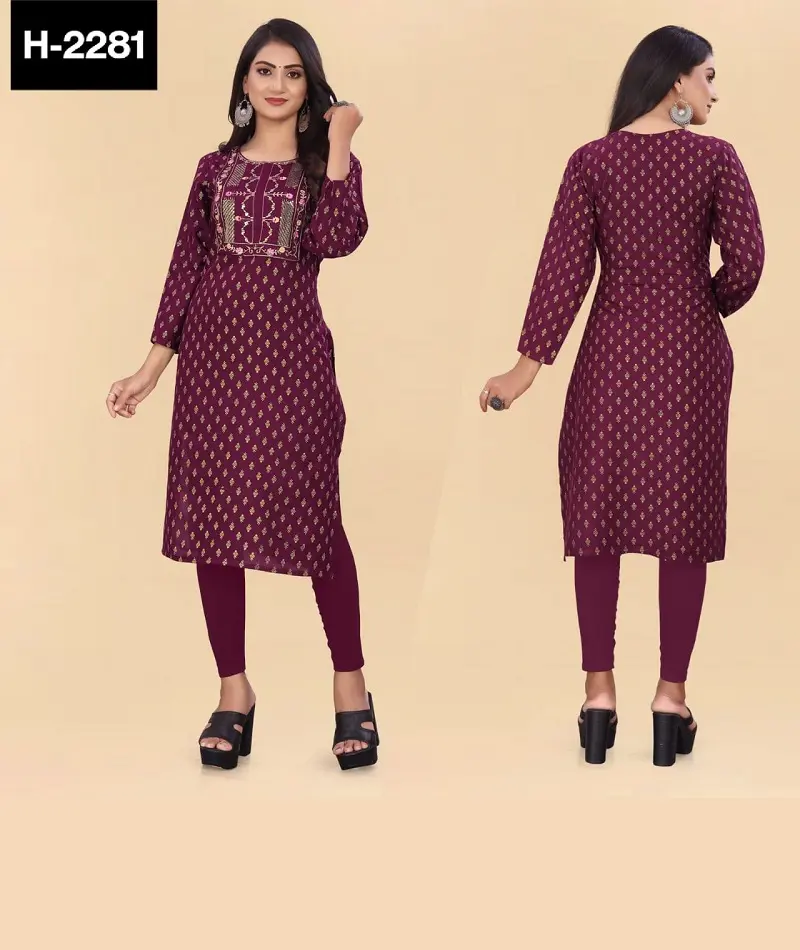 Ấn Độ dân tộc mặc sẵn sàng để mặc Rayon kurtis với trình tự thêu đẹp mô hình công việc và cộng với kích thước có sẵn cho phụ nữ