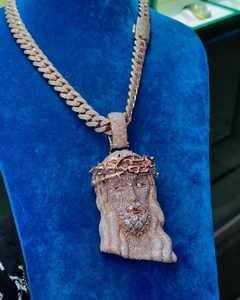 Pendentif Jésus en diamant personnalisé de luxe style hip hop diamant simulé en argent sterling 925 et plaqué or 14 carats - Product Image 4