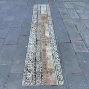 Turkish 2.1x10.7 ft <b>Rug</b>, <b>Runner</b> Vintage <b>Rug</b>, Brown Blue Floral <b>Rug</b> - Product Image 1