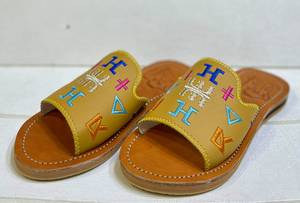Pantuflas Babouche de Cuero Marroquí Hechas a Mano para Hombre, Sandalias Planas Bordadas, Transpirables, Antideslizantes, para Todas las Temporadas - Product Image 6