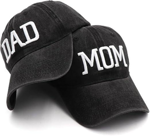 Sombreros para mamá y papá, 2 uds., gorras de béisbol bordadas, regalo para parejas, regalos para padres, día de la madre, 5 paneles, 100% algodón - Product Image 1