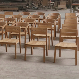 Chaise de salle à manger minimaliste en bois de teck pour restaurant - Utilisation en extérieur et en supermarché - WH01 - Product Image 1