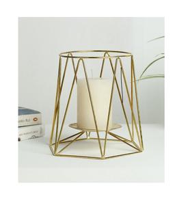 Linterna de metal de alta calidad con acabado dorado con marco de alambre para decoración interior y exterior - Product Image 1