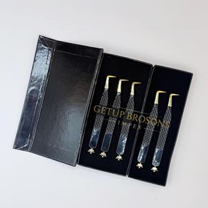 Pestañas Antiestáticas GETUP BROSONS IMPEX de Acero Inoxidable, Color Negro Liso con Punta Dorada y Diseño de Corona Recortada, 10 mm - Product Image 6