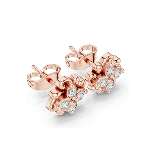 Flower Diamond Earrings 0.24 CT Lab VVS-VS EF CVD Diamonds 18KT, 14KT, 10KT Gold & 925 Silver Options <b>Rose</b>, Yellow, White - Product Image 5