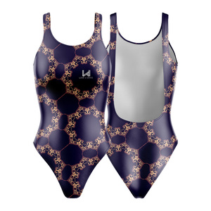 Maillot de bain de compétition pour femmes W4G de haute qualité, décolleté en V, dos texturé, imprimé floral, écologique, combinaison - Product Image 3