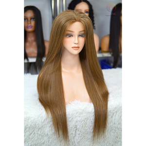 Vente en gros de perruques pré-plumées 13X4 13X6 613 150 longs cheveux raides naturels 180 200 densité perruque blonde couleur pleine dentelle - Product Image 6