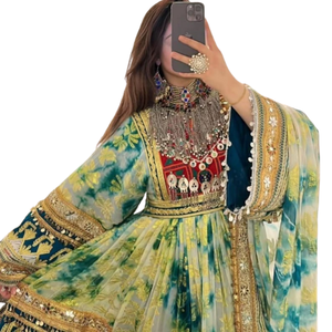 knee length dresses for ladies Afghani Dress  saneens.com
