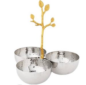 Nuevo Juego de Cuencos Decorativos de Metal de 3 Niveles en Plata y Dorado, Colección Ramadán, Cuenco para Dátiles y Frutos Secos, Uso en Restaurantes, Cuencos Dorados - Product Image 2