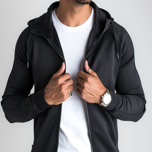 Sweat à capuche en polaire Tech personnalisé à séchage rapide cordon de serrage Double couche élastique 100% fibre de polyester fermeture éclair à capuche hommes - Product Image 5