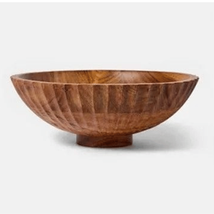 Tazón de madera de acacia tallado a mano al por mayor, perfecto para servir ensalada, fruta, tazón tradicional de madera maciza para servir, a granel desde Vietnam - Product Image 1