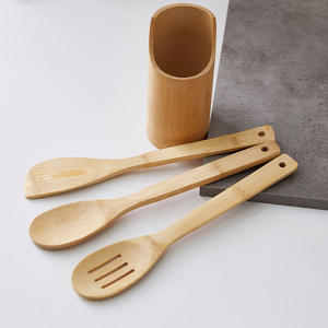 Cero residuos utensilios de bambú utensilios de cocina freír espátula para comida cocinar mejor precio espátulas naturales - Product Image 6