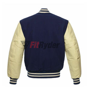 เสื้อแจ็คเก็ตวาร์ซิตี้แบบสั่งทำสำหรับผู้ชาย ตัวเสื้อทำจากผ้าขนสัตว์ แขนเสื้อทำจากหนังเทียม สไตล์สตรีทแฟชั่น ปักลายเชนิลล์สำหรับฤดูหนาว - Product Image 2