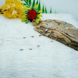 กำไลข้อเท้าคู่ปรับได้สไตล์ทางศาสนาคลาสสิกประดับอัญมณีหลายชิ้นทำจากทองเหลืองธรรมชาติ - Product Image 3