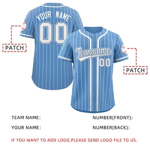 Venta al por mayor de fábrica, camiseta de béisbol a rayas, uniforme juvenil, impresión personalizada, bordado 3D, camisetas de béisbol personalizadas de manga corta para hombres - Product Image 2