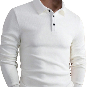 Trendy Heavyweight Unisex Street Style Solid Jersey Cotton Blend Plus Size Men's for Shirts High Quality - Product Image 1