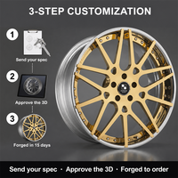 Jantes forgées en 2 parties à 10 rayons dorées 18 19 20 21 pouces 5x112 6061-T6 pour Porsche 911, alliage concave personnalisé, directement de l'usine