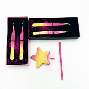 Pince à épiler à pointe de fibre de 45 degrés de haute qualité pince à épiler d'extension en métal en acier inoxydable vente en gros durable - Product Image 6