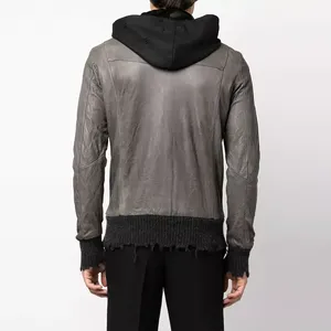 OEM Men's Leather <b>Jacket</b> Custom Oversized Designer Streetwear <b>Zip</b> <b>up</b> <b>Jacket</b> for Men - Product Image 2