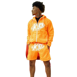 Survêtement en satin pour hommes unisexe ensemble deux pièces personnalisé ODM offre spéciale veste et short coupe-vent courts pour le printemps - Product Image 1