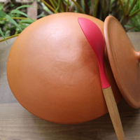 Pot à Biryani Classique en Terre Cuite Écologique, Ustensile de Cuisson en Céramique de 4 Litres Grande Capacité pour Usage Domestique et Professionnel, Pré-assaisonné, Compatible Gaz