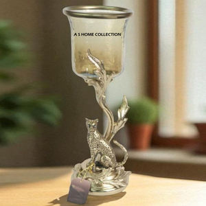 Bougeoir au design léopard de grande taille Bougie unique en béton de métal et de verre Cadeau de nouveauté pour le nouvel an - Product Image 5