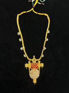 Parure de mariage TISHYA DIAMOND en alliage de cuivre plaqué argent, style ethnique gujarati, avec zircon et pendentif fleur émaillée rouge pour femme - Product Image 1