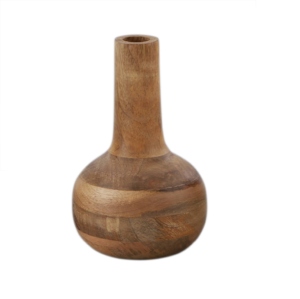 Maceta de Madera de Acacia Natural con Flores Artificiales, Macetero Hecho a Mano para Decoración de Hogar, Oficina y Balcón - Product Image 4