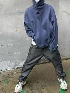 Vente en gros 300 Gsm polaire 100% coton sweat à capuche surdimensionné hommes vierge masque à capuche avec fermeture éclair masque facial expédition DDP - Product Image 4