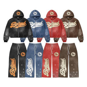 ชุดวอร์มวินเทจประดับพลอยเทียมพร้อมแผ่นปะติดลายปักกางเกงวอร์มทรงบานผ้าบ็อกซี่และชุดเสื้อสเวตเตอร์แบบกำหนดเอง - Product Image 1