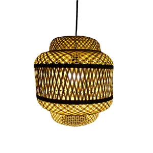 Lampada a sospensione di alta qualità ciondolo in bambù tessitura lampada a sospensione in bambù giardino ristorante studio camera da letto lampada in Rattan dal Vietnam
