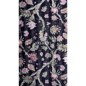 Bata de Algodón Vintage Elegante, Estilo Kimono, Acolchada a Mano con Parches Kantha, Multicolor, con Cinturón, para Mujer, Verano - Product Image 6