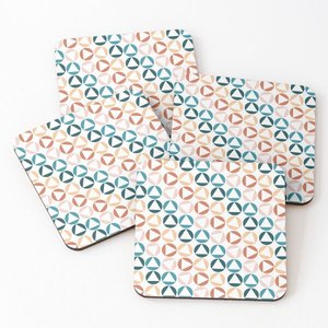 2252 Mango Wood/Acacia Wood Over Printed Tea Serving <b>Coasters</b> 4 Pieces <b>Set</b> - Product Image 1