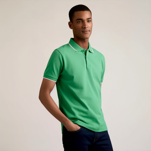 Polo de haute qualité personnaliser 230gsm piqué tissu coton Polo OEM Absorption de la sueur hommes chemise de golf anti-rétrécissement unisexe t-shirts - Product Image 2