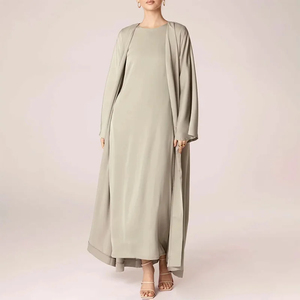 Luxury Islamic Women <b>Abaya</b> Dress Cotton Polyester Floor Length High Neck Four-Way Stretch Modest Wear for Daily and <b>Prayer</b> Use - Product Image 3