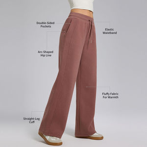 Pantalones Deportivos de Invierno Personalizados, Suaves, Cálidos, Transpirables, de Corte Regular, Pantalones Rectos para Mujer, Pantalones Deportivos de Algodón con Cintura Elástica - Product Image 5