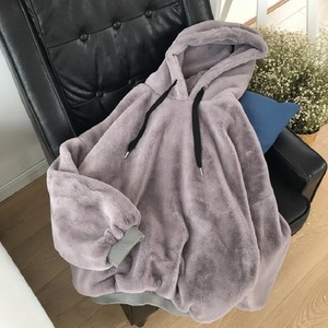 Otoño Invierno abrigos sólido dulce con capucha mujeres sueltas Casual cálido sudaderas con capucha señoras polar pulóver sudadera femenina - Product Image 2
