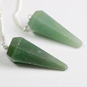 Cristaux de pendule d'amour en aventurine verte polie en vrac, chaîne en argent, pierre de guérison naturelle, Reiki, radiesthésie, méditation, équilibre énergétique - Product Image 6
