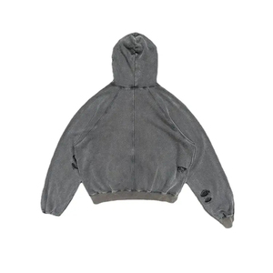 Sudaderas con capucha vintage de algodón grueso, venta al por mayor, jersey en blanco, sudaderas con capucha lavadas con ácido desgastadas recortadas para hombres, 100% de algodón suelto de gran tamaño - Product Image 5
