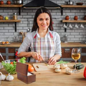 Boîte à sel en bois avec couvercle rabattable 5.8x3.5x2.8 pouces Grand espace de rangement Conteneur parfait en bois d'acacia naturel - Product Image 5